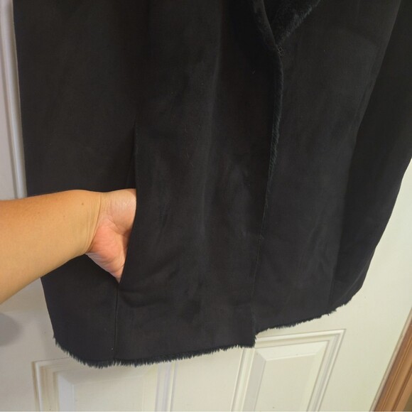Ralph Lauren Black Faux Suede Vest Sz 3x Faux Fur - Picture 3 of 6